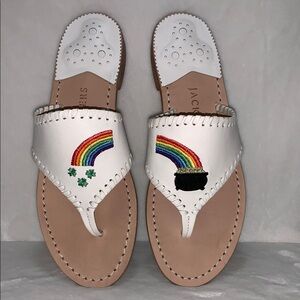 Jack Rogers St.Patricks Pot O’ Gold White Leather Limited Edition Women’ 8 *NEW*